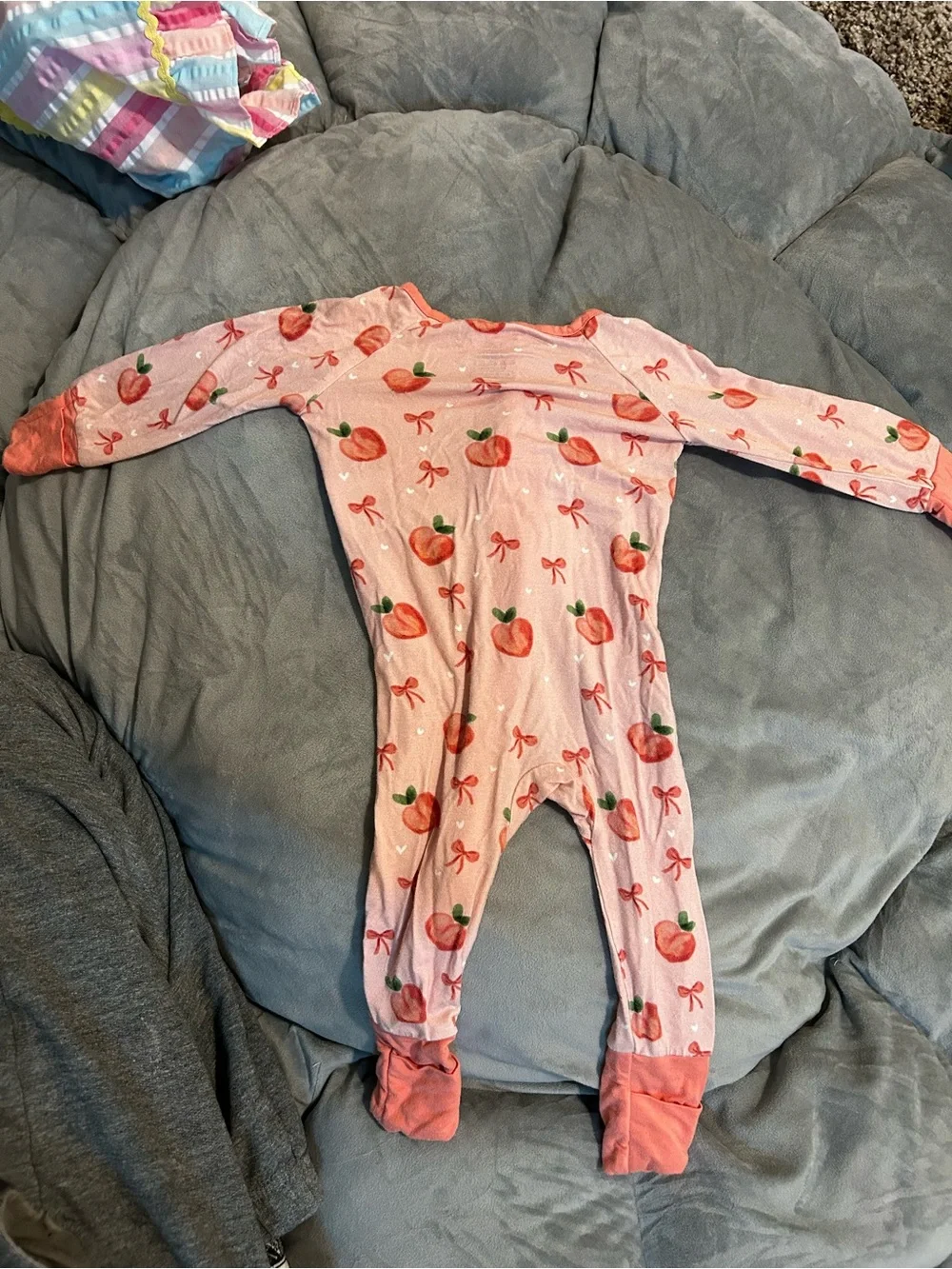 Unbranded Pink Peach-Print Footed One-Piece for Kids